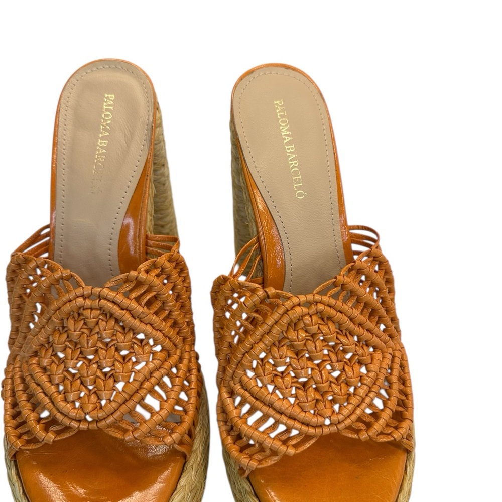 Paloma Barcel Susana Raffia Orange Woven Rope-Platform Mules Eu40/Us9 — image 5 of 8